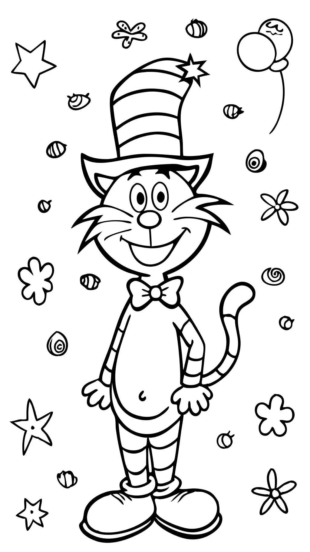 le chat dans le chapeau coloriage